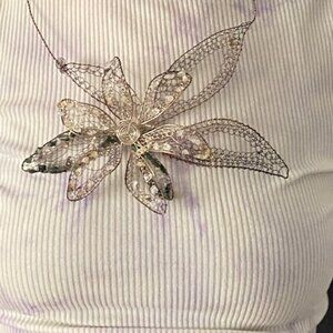 1998 Handmade Silver Mesh & Semi-Precious Stones Marta Filova Necklace -Slovakia